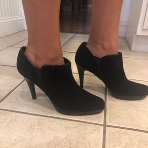 Faux black suede heels